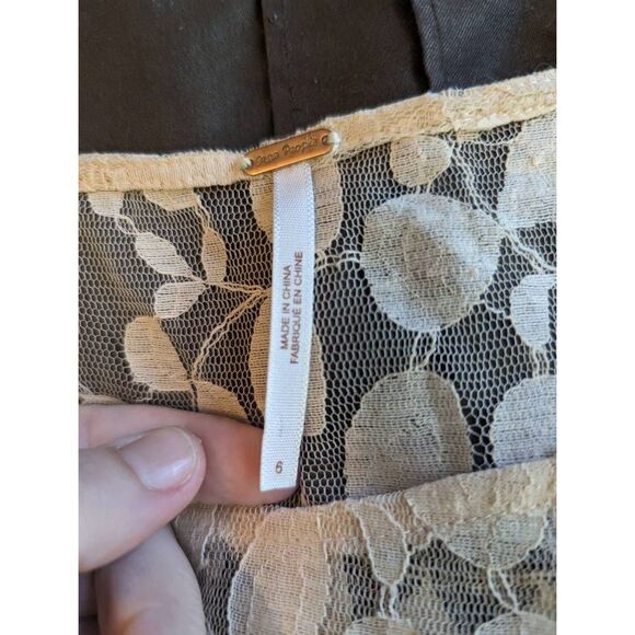 FREE people ivory mesh leaf applique mini dress sz 6 euc - Picture 4 of 7